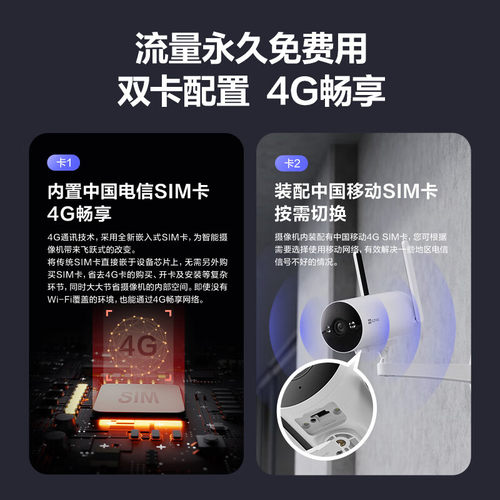 萤石H5终身免流量4G高清夜视语音对讲手机远程监控摄像头海康威视 - 图0