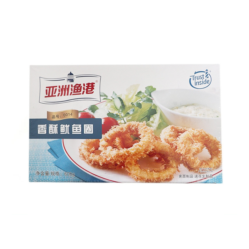 亚洲渔港香酥鱿鱼圈冷冻油炸半成品裹粉鱿鱼西餐小吃食材600g/盒 - 图3