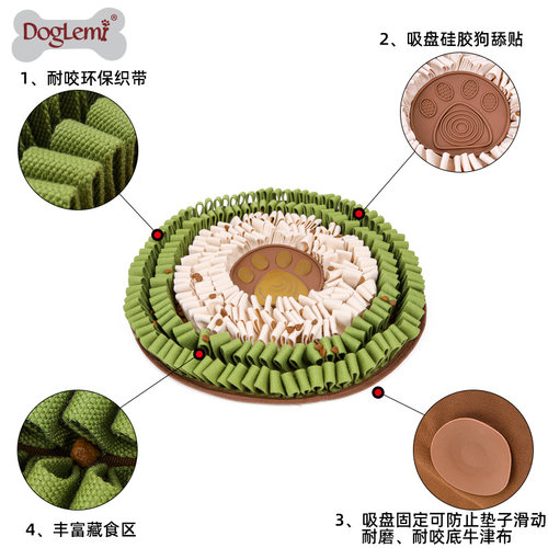 DogLemi狗狗嗅闻垫宠物嗅闻解闷毯子狗训练藏食益智慢食玩具狗碗 - 图2