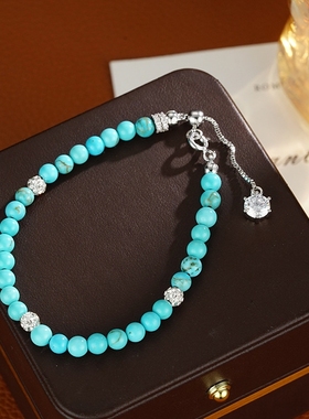 轻奢复古蓝色松石手链手工串珠潮