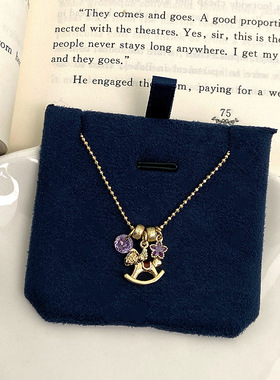 木马紫色五角星锆石吊坠项链