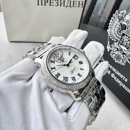 俄罗斯奢华男表双头鹰总统签名款925纯银雕花自动机械限量腕表 - 图0