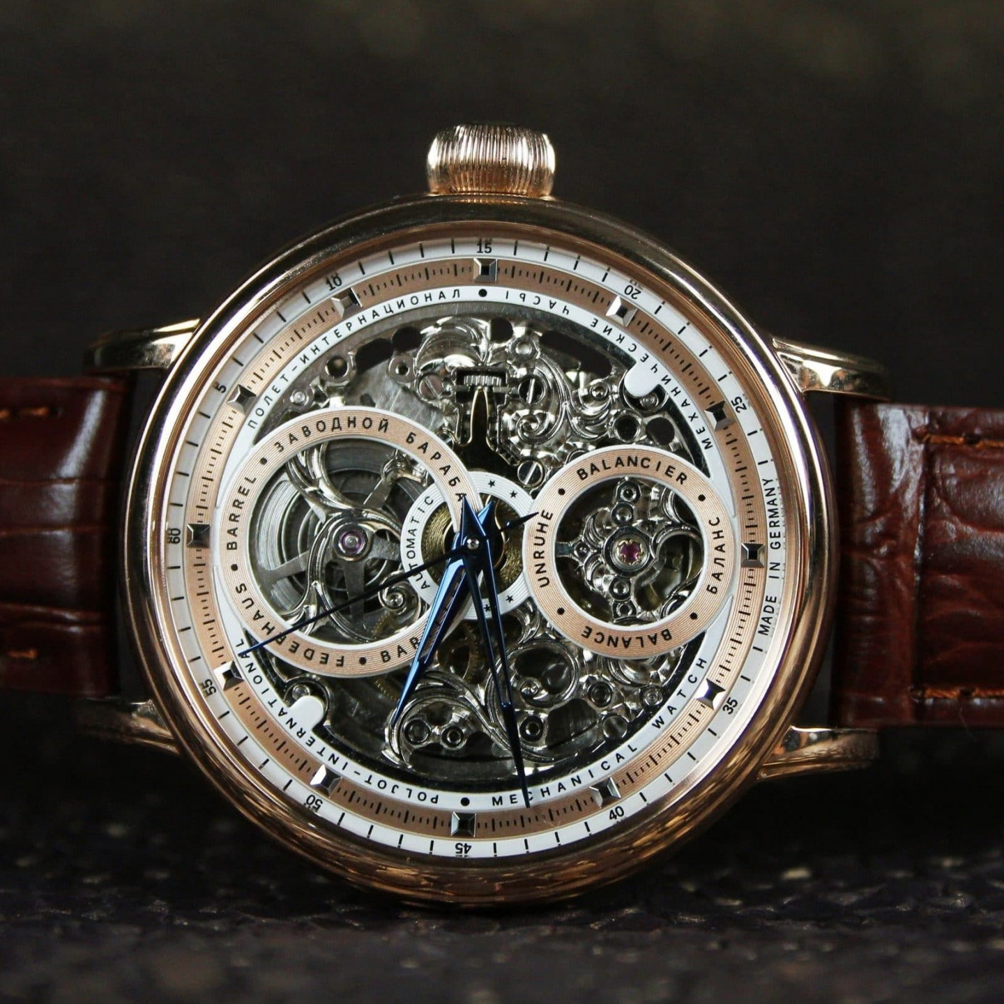 进口款德国腕表男商务奢华镂空玻璃透底自动机械杰透底镀金限量 - 图2