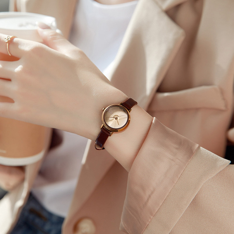 聚利时女式轻奢小众森系气质小棕表 julius聚利时盈硕日韩腕表