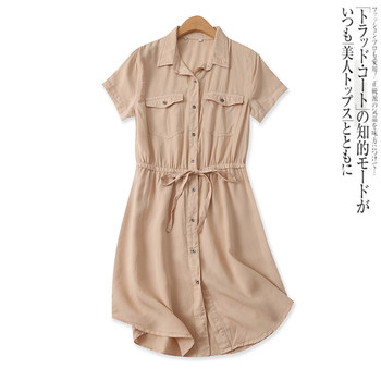 ເສື້ອ Tencel dress summer ການຄ້າຕ່າງປະເທດໃຫມ່ຂອງແມ່ຍິງ versatile lace-up slim ດຽວເຕົ້ານົມສັ້ນ dress 15532