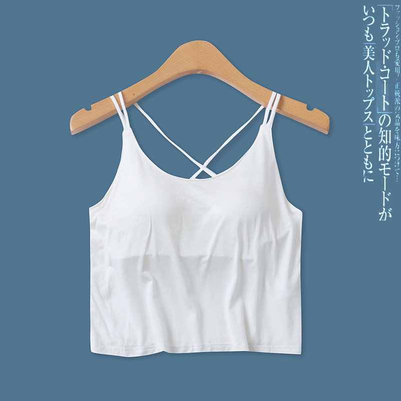 美背内衣春季新款外贸女装亲肤一体海绵胸垫后交叉吊带文胸17720