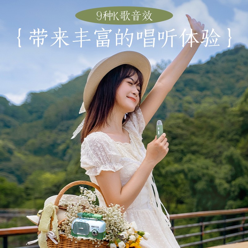 Singba Dingding bus mini karaoke speaker Bluetooth audio home ktv audio set small home singing L2