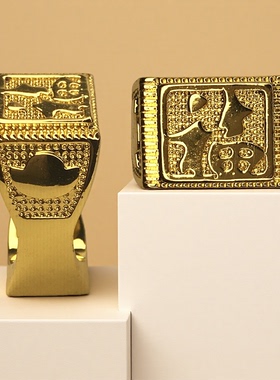 金色强磁戒指能吸麻将磁铁戒指男女款魔术银色小中大戒指底部可吸