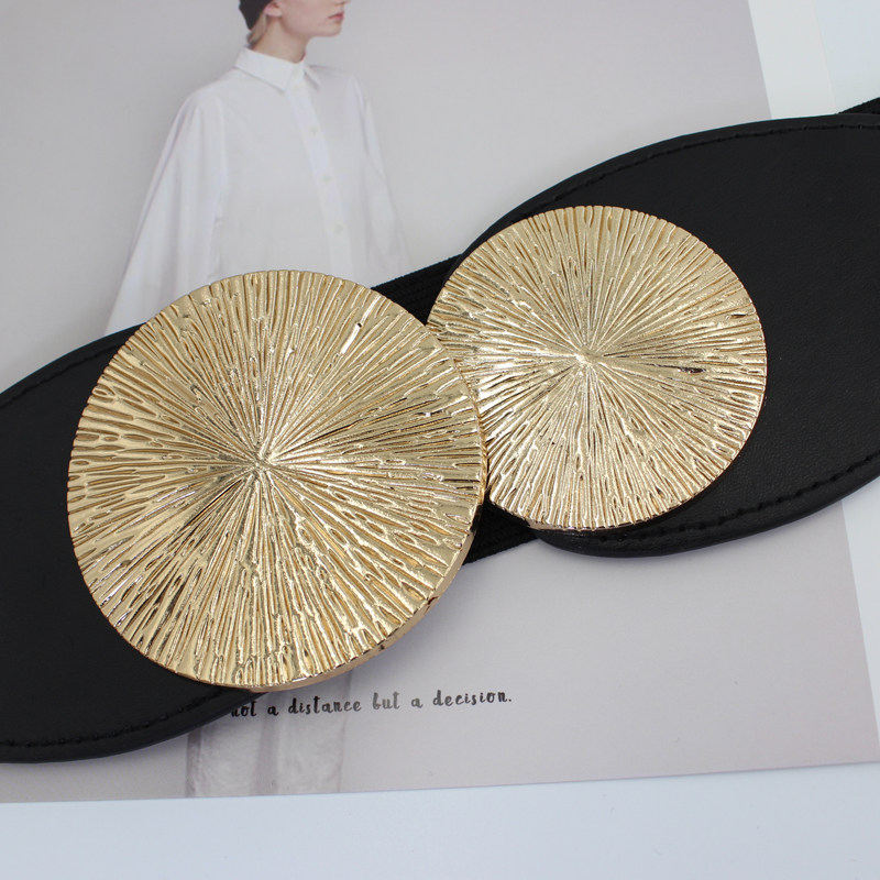 皮草腰封女装饰宽连衣裙收腰毛衣大衣弹力松紧欧美金属束腰带黑色,淘宝优惠券,粉丝福利购,淘宝优惠卷