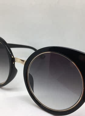 VINGT ANS黑色金色大框圆形太阳镜女墨镜
