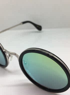 EJE Optico Sistema EE0012银色合金框圆复古太阳镜黑色包边墨镜