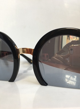 RANUS RS2861黑色圆框上半圆个性太阳镜墨镜