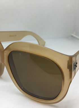 中古透明浅棕板材框太阳镜墨镜玻璃镜片法国