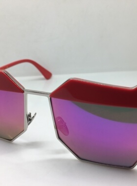 E8465S EJE Optico Sistema银色红色个性太阳镜不规则多边形墨镜