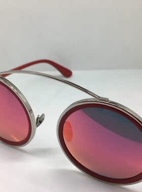E8457S EJE Optico Sistema 银色个性圆框太阳镜红色包边彩膜墨镜