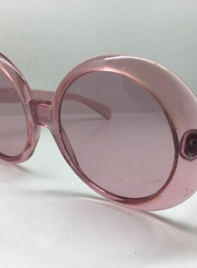 70年代意大利圆框粉紫色板材框太阳镜墨镜玻璃镜片