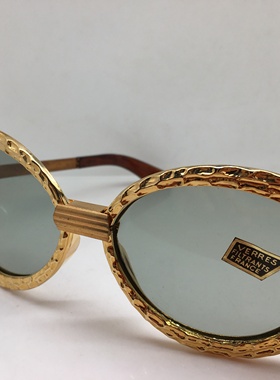 Vintage  Jackio 中古60年代末金色塑钢太阳镜墨镜玻璃镜片法国