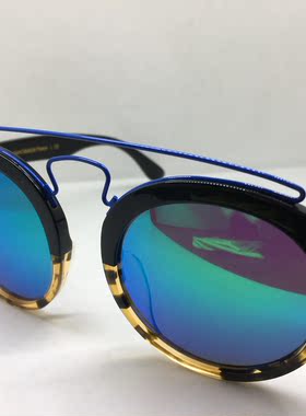 EJE Optico Sistema手工板材黑色玳瑁色拼接圆框复古太阳镜墨镜