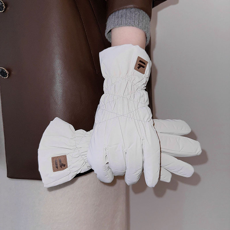 羽绒风加绒加厚防泼水骑行户外滑雪手套女冬季2025新款可触屏保暖,淘宝优惠券,粉丝福利购,淘宝优惠卷