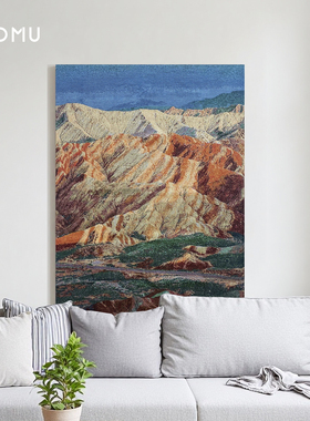 TaoMu 赤峦逸韵 风景沙发背景墙装饰画原木风竖版手工DIY挂毯挂画