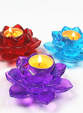 七彩灯座耐高温烛台水晶琉璃包邮