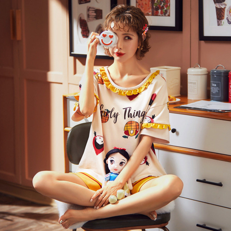 2020春夏新款纯棉短袖短裤休闲睡衣 睡梦思睡衣/家居服套装