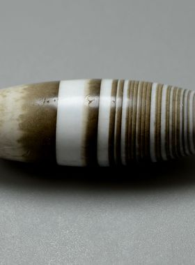 缠丝古珠藏传天珠奶皮蓝沁项饰锁骨吊坠随身古董佩饰收藏精品勒子