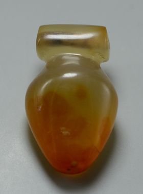 中古玉饰辽代项饰吊坠心形挂件巧色老玛瑙坠子精品古董收藏老物件