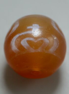 宝瓶千年镶蚀红玉髓古珠老红玛瑙蚀纹珠古董项饰手串佩珠包老开门