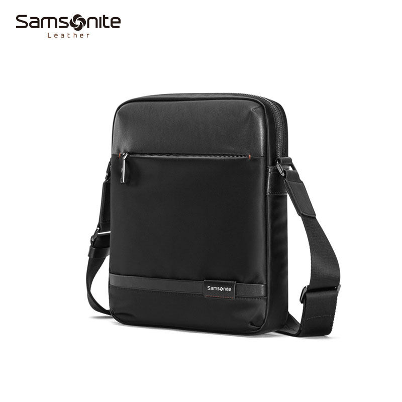 samsonite男士简约休闲皮质斜挎包 新秀丽男士包袋