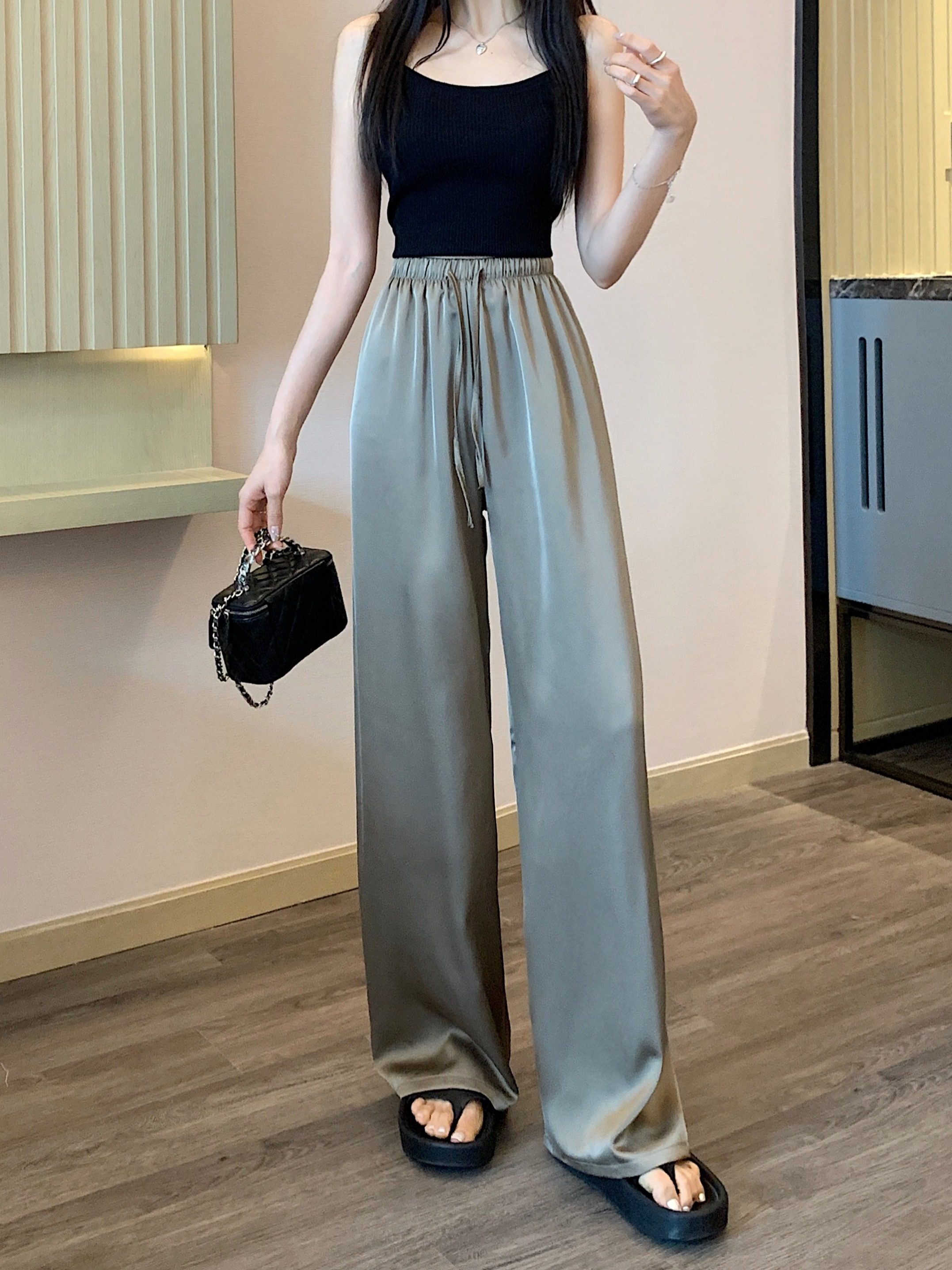 夏新款大码女装胖mm韩版高腰直筒长裤薄款显瘦遮肉百搭休闲阔腿裤,淘宝优惠券,粉丝福利购,淘宝优惠卷