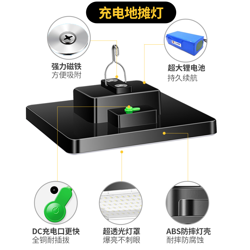 摆摊夜市灯地摊充电户外照明超亮led移动强光室外露营灯超长续航 - 图0