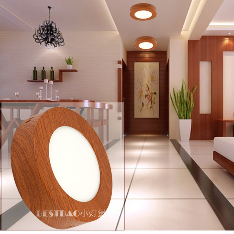 明装木纹筒灯圆形方形中式超薄防眩护眼玄关走廊过道免开孔吸顶灯,淘宝优惠券,粉丝福利购,淘宝优惠卷