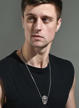 复古骷髅头项链欧美潮嘻哈十字架