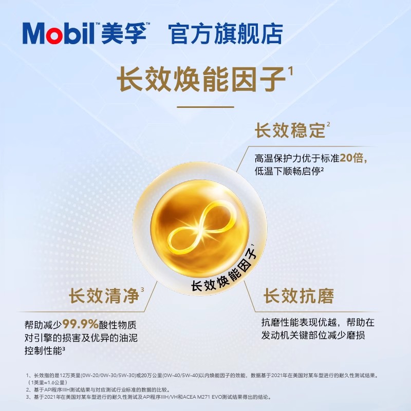 Mobil美孚1号经典表现金美孚5W-30 1L SQ 全合成机油 - 图0