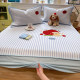 Cartoon embroidered mat and fitted sheet