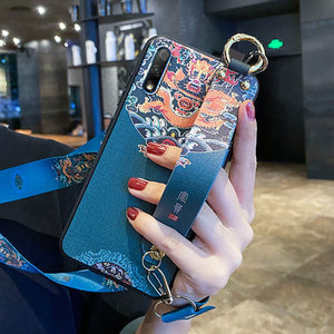 适用华为荣耀9X手机壳如意honor9Xpro腕带保护硅胶套x9斜挎挂绳HLK一Al00全包防摔外por磨砂软女新款妈妈老人