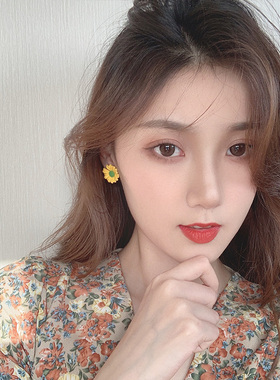 少女心小雏菊纯银花朵甜美风耳夹