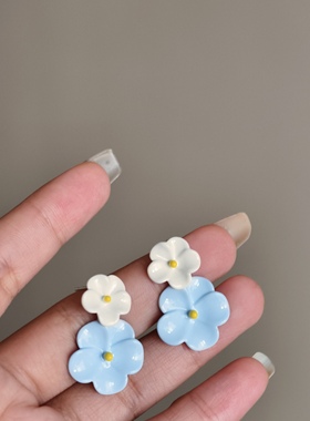 春夏小众甜美花朵耳环耳夹