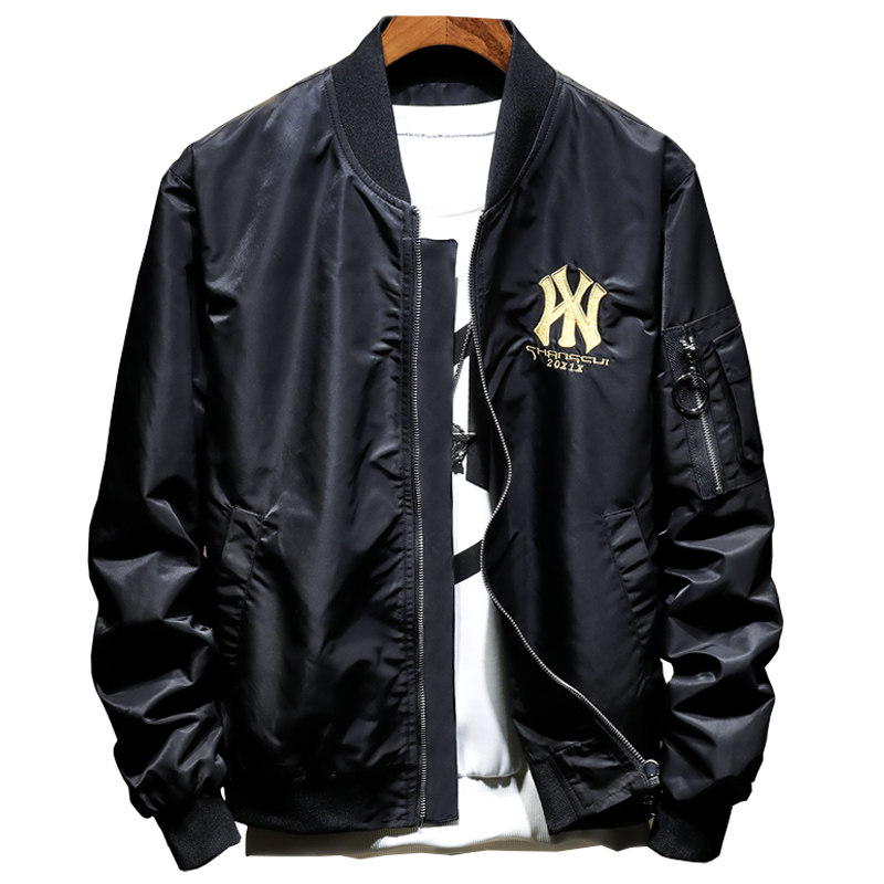 春秋款飞行员刺绣休闲男棉衣棒球服 摩帝尼克夹克