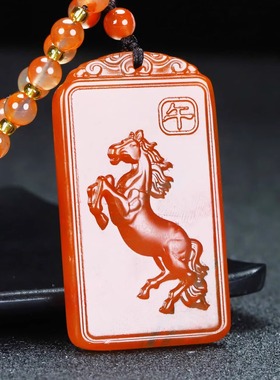 天然凉山保山南红玛瑙柿子红马