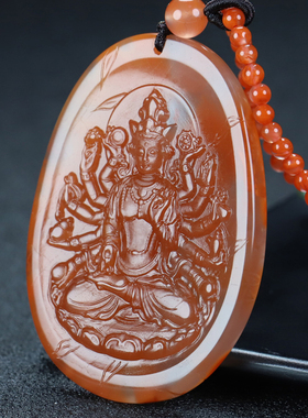 天然南红玛瑙本命佛千手观音吊坠本命年生肖鼠守护神男女款18号