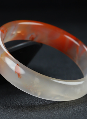 天然凉山南红玛瑙手镯冰飘南红手镯女士款内径53mm E1号