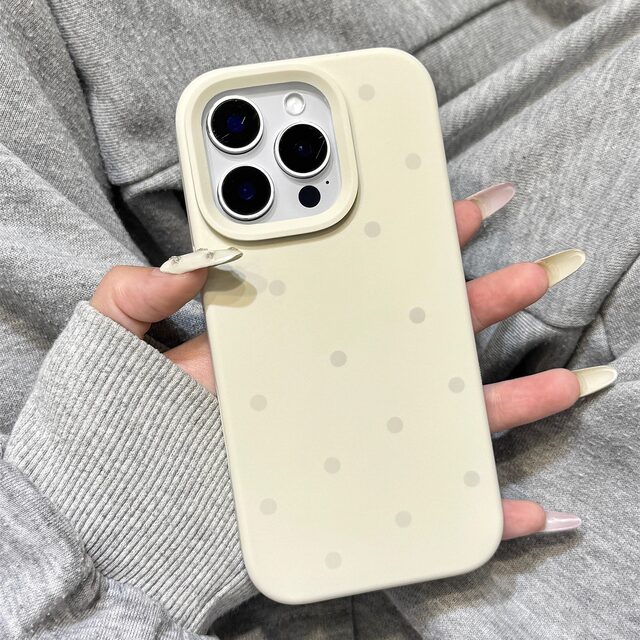Antique white full screen polka dot frosted liquid silicone suitable for iphone17promax apple 14 mobile phone case 15 new 16pro female 13 girly heart 17Air all-inclusive creative anti-fall cover