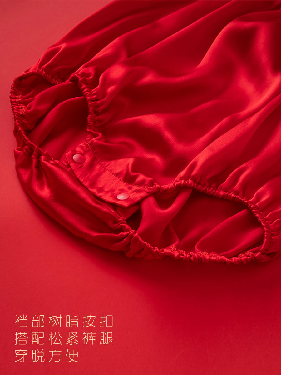 桑蚕丝爬衣女宝宝新中式周岁礼服丝绸满月百天春款婴儿真丝衣服 - 图2