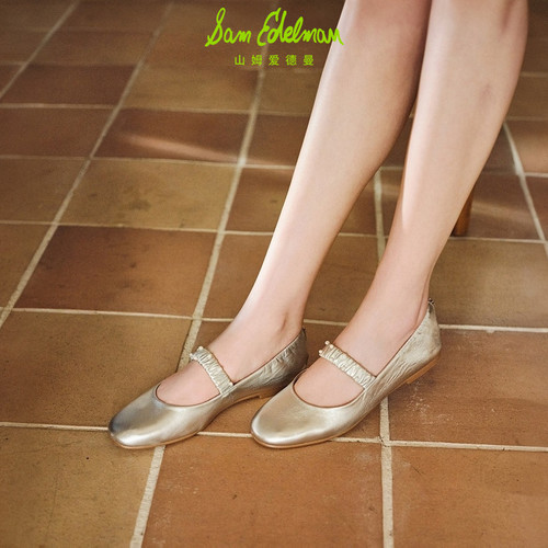 SAM EDELMAN山姆爱德曼新银色芭蕾平底珍珠玛丽珍小皮鞋单鞋女NYA - 图0