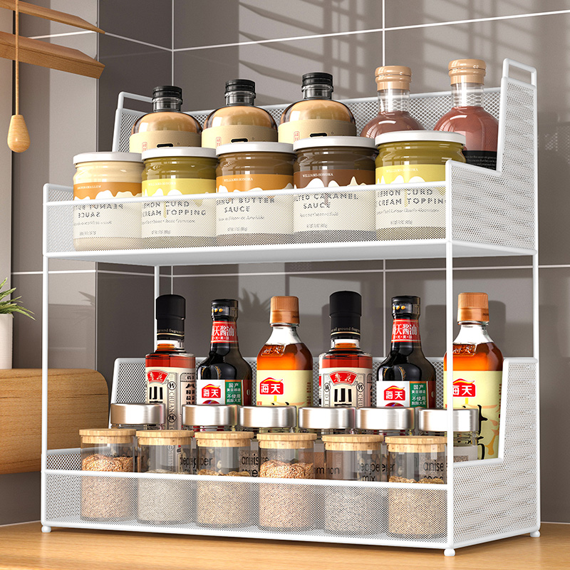 厨房置物架厨房盐调味罐收纳架台面放醋酱油瓶的架子多功能调料架-图2