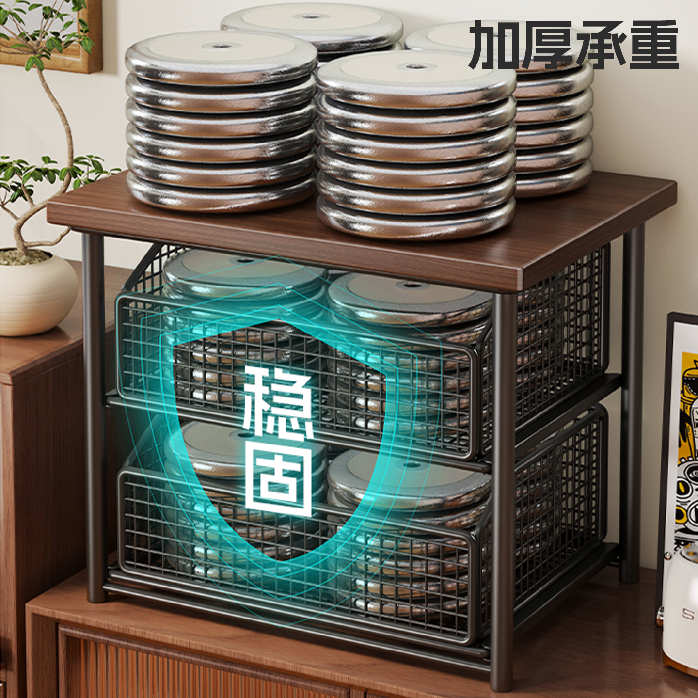 台面咖啡机置物架咖啡器具增高摆放台多功能水杯可抽拉增高收纳架 - 图3