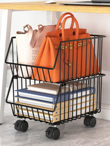 Table Lower shelf movable trolley Office containing cabinet Iron Art School Bag Rack Release Bag Home Shelf God