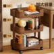 Solid wood bookshelf floor-standing movable storage rack